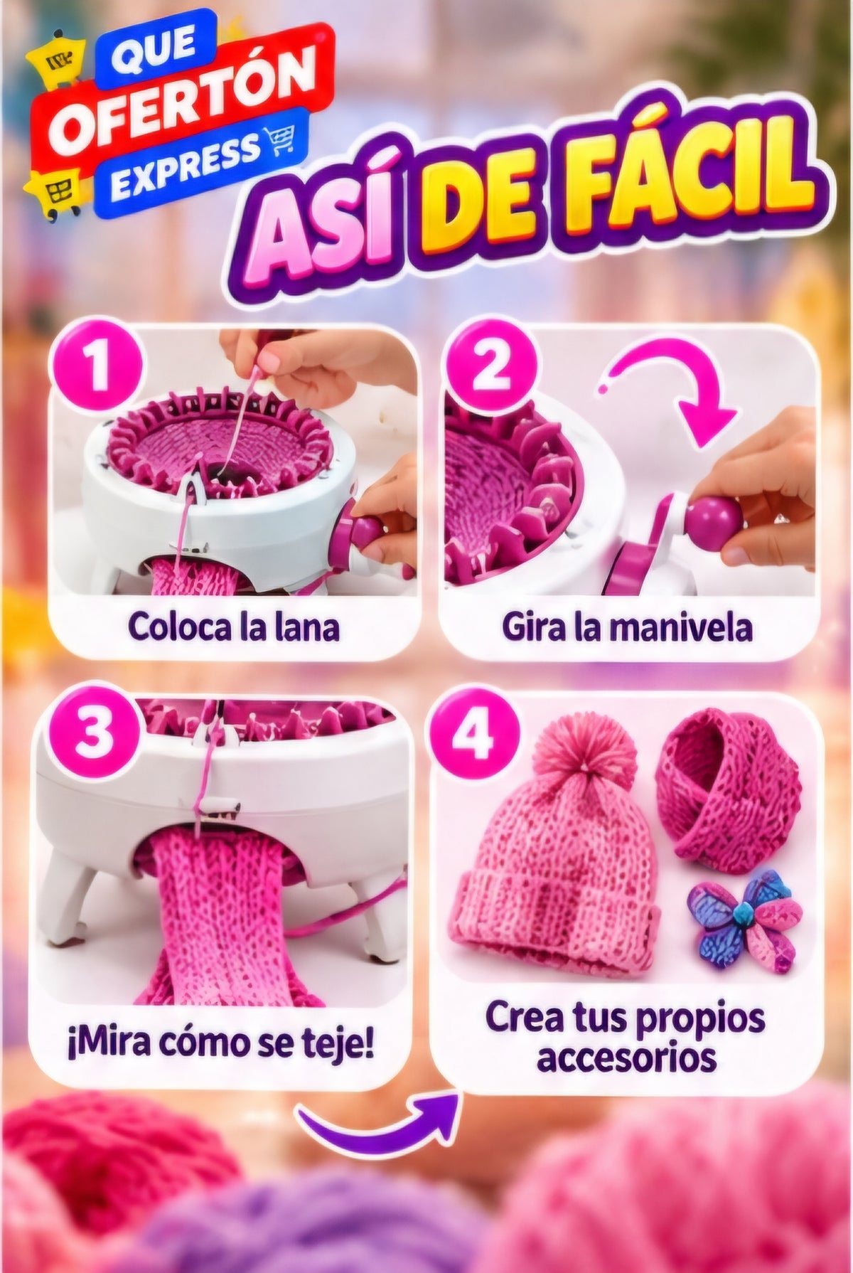 🧶 MÁQUINA DE TEJER A MANO DIY