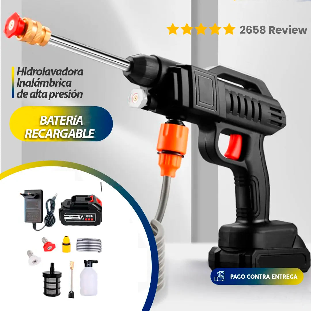 PISTOLA HIDROLAVADORA DE ALTA PRESIÓN PORTÁTIL 48V